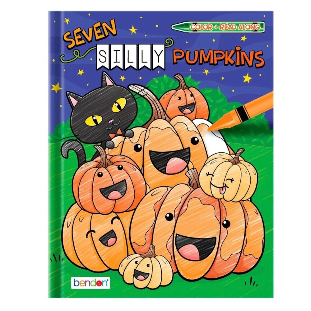 Bendon Seven Silly Pumpkins Color and Read Along Book Hardcover Storybook